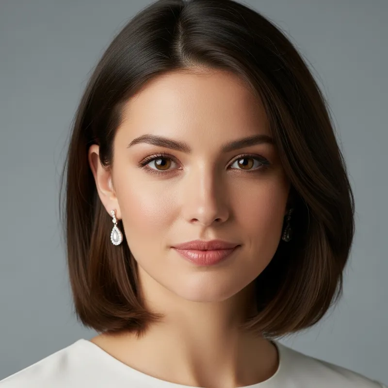 Captivating Beauty: Silky Hair, Attractive Eyes, Elegant Earrings