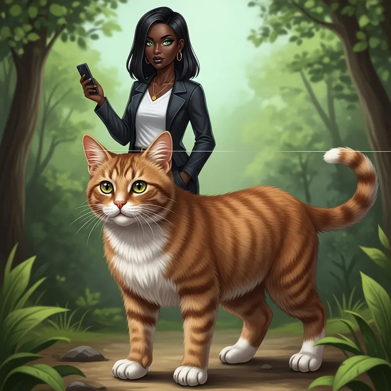 Magical Half Human Half Cat Fusion | Stunning Green-Eyed Black Woman