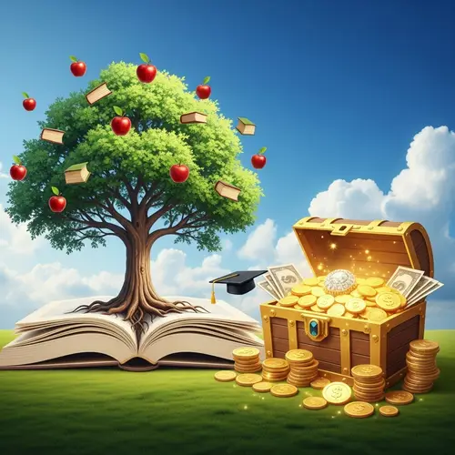 Education and Financial Assets Symbolism in Vibrant Visual Concept