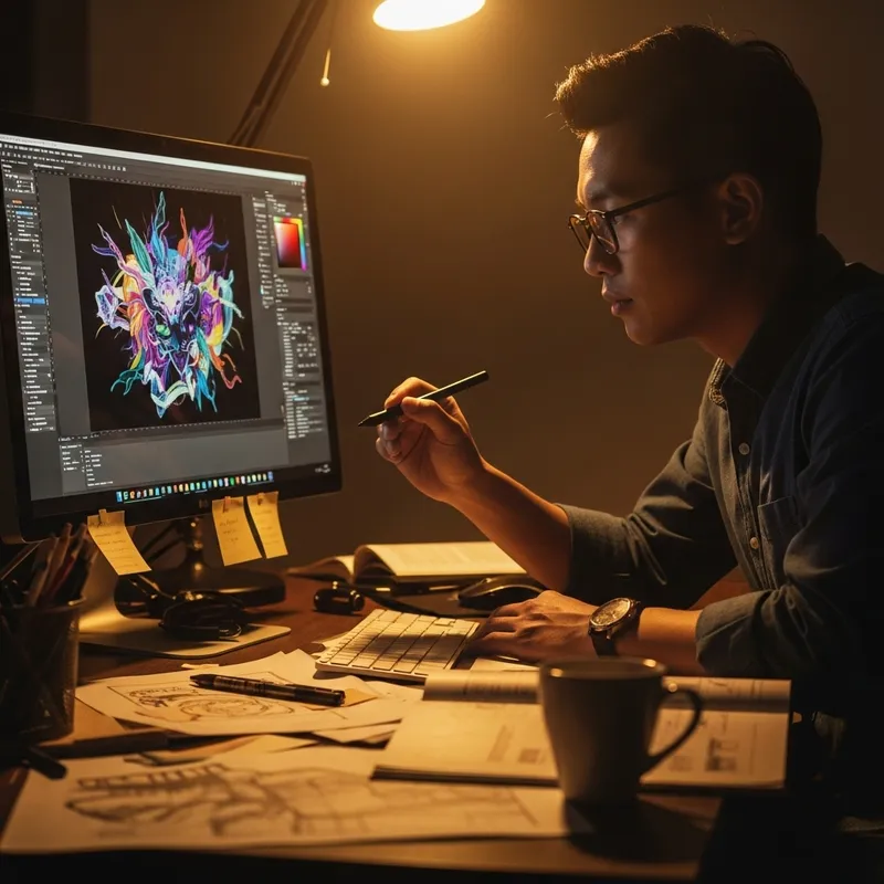 Expert Graphic Designer Crafting Stunning Digital Art