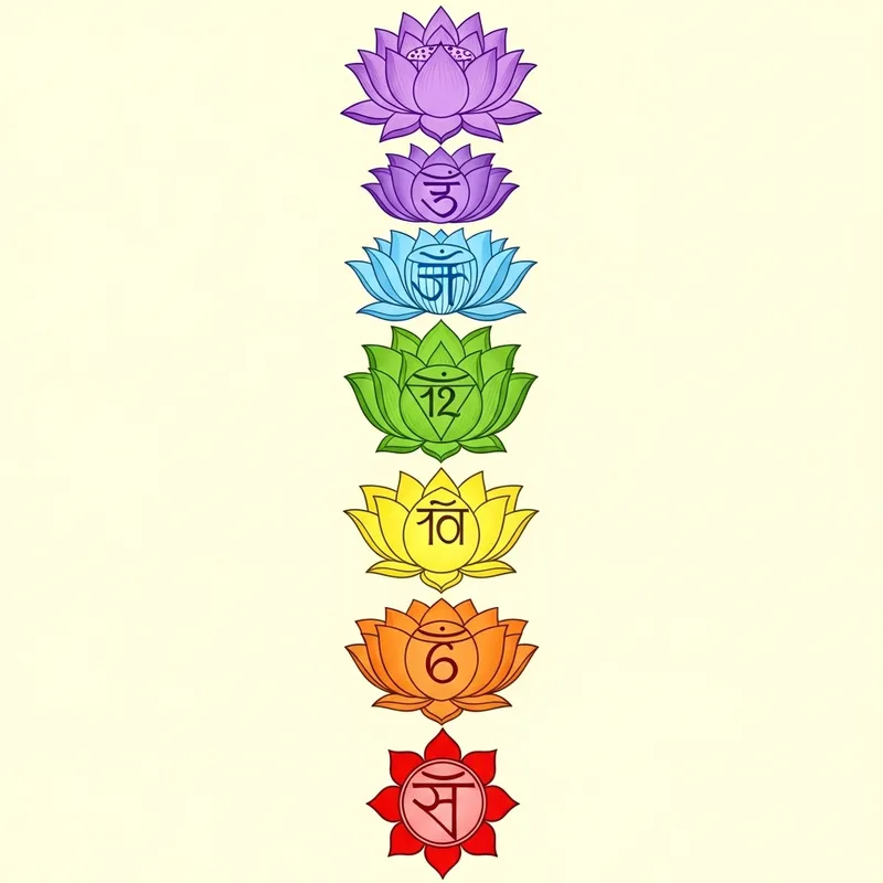 Contemporary Chakra Symbols - Sacred Illustration in Traditional Style