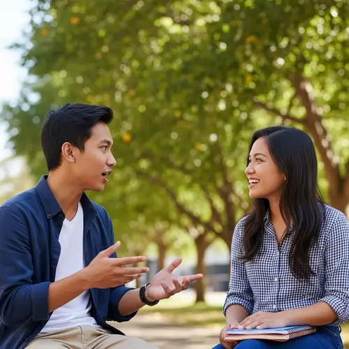 Vietnamese-Australian Boy Engaging with Filipino-Australian Girl at University