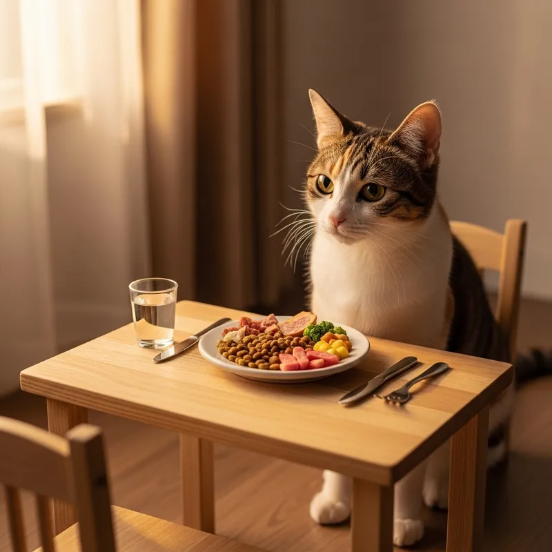 Adorable Calico Cat Dining Experience