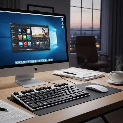 High-Definition Computer Image with Sleek Screen and Keyboard