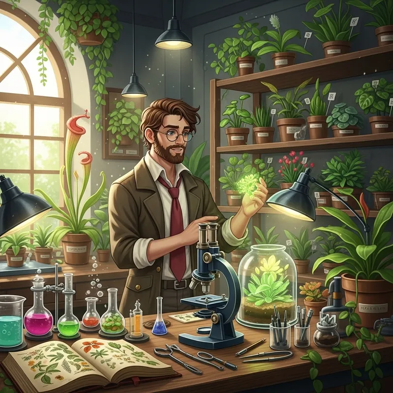 Dexter in Botanical Laboratory with Diverse Marijuana Plants