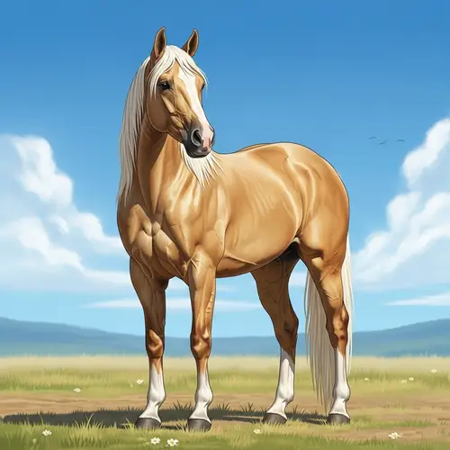 Majestic Palomino Horse in Open Field - Strength and Beauty