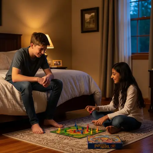 Cozy Bedroom Moments: A Playful Kiss