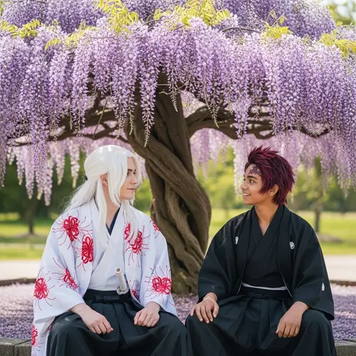Wisteria Tree Demon Hunters in Kimonos | Anime Scene
