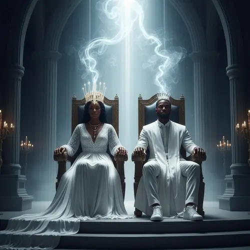 Glowing Black Woman in Elie Saab Gown | Throne Room Fantasy