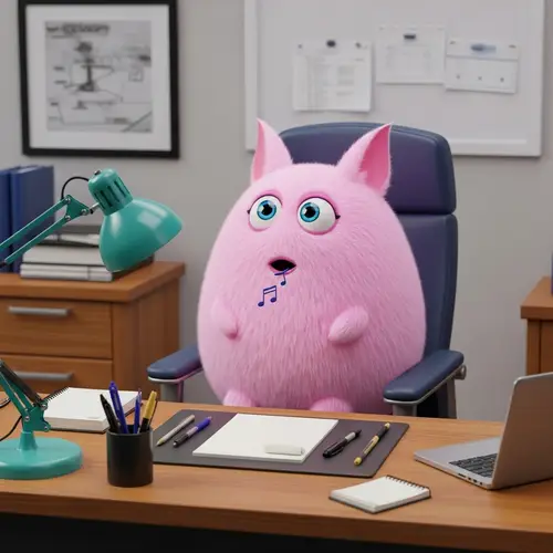 Whimsical Jigglypuff in Office Setting