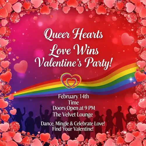 Valentine's Day Themed Nightclub Flyer for Gay Community