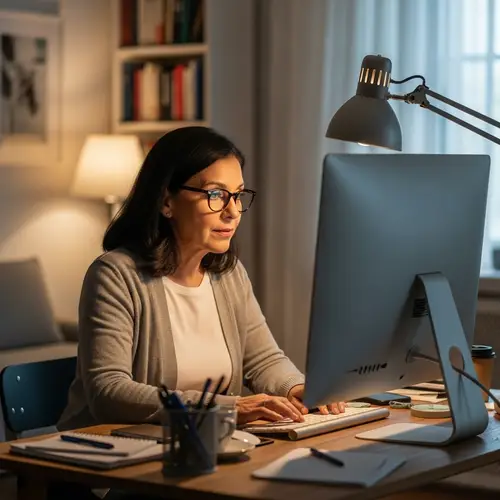 Tranquil Hispanic Woman Working in Home Office Environment