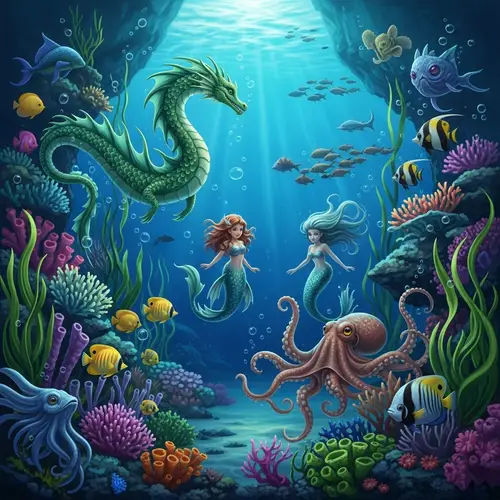 Enchanting Underwater World with Mythical Creatures