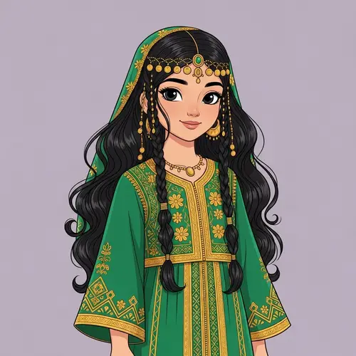 Arabian Girl in Traditional Dress | Cultural Illustration