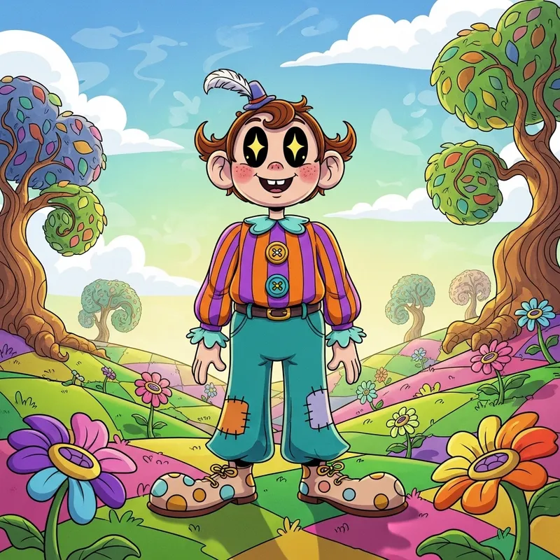 Whimsical Cartoon Character | Colorful Landscape Art Whimsical Cartoon Character | Colorful Landscape Art