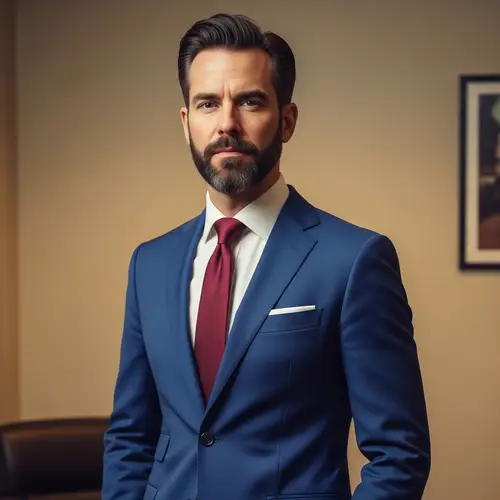 Professional Male Model in Royal Blue Suit | Pose & Expression