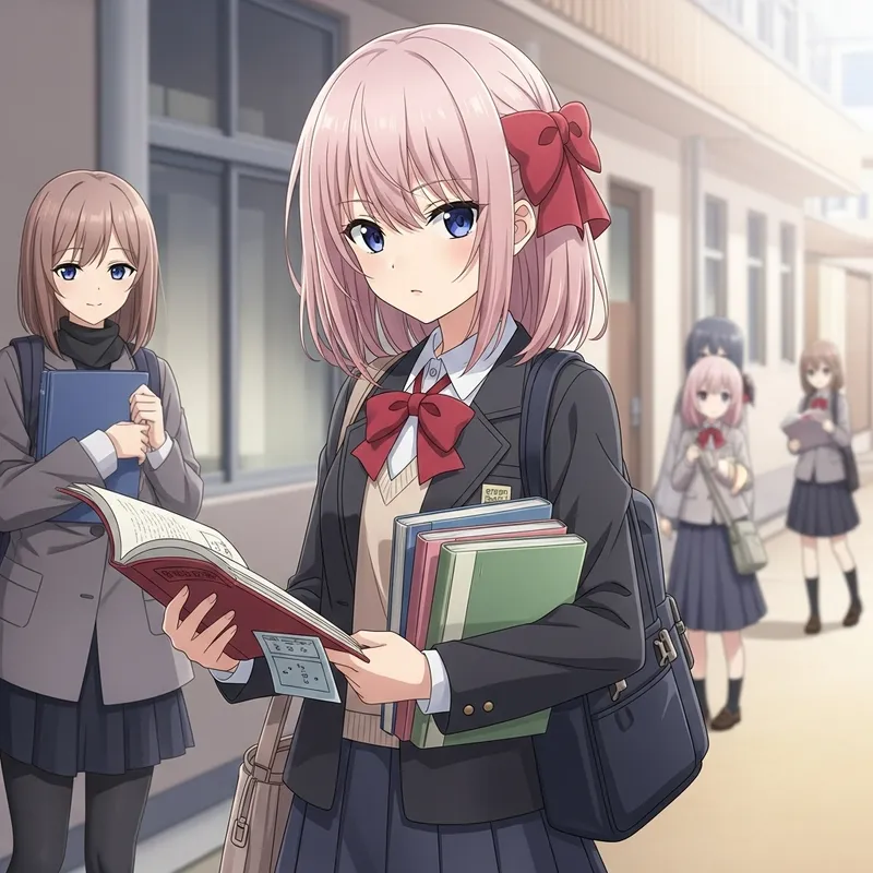 Miku Nakano - Cosplay Teen with Pale Pink Hair in School Outfit