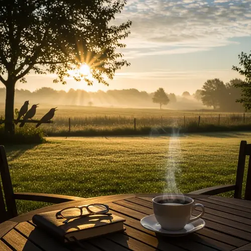Tranquil Morning Scene with Sunlight and Coffee