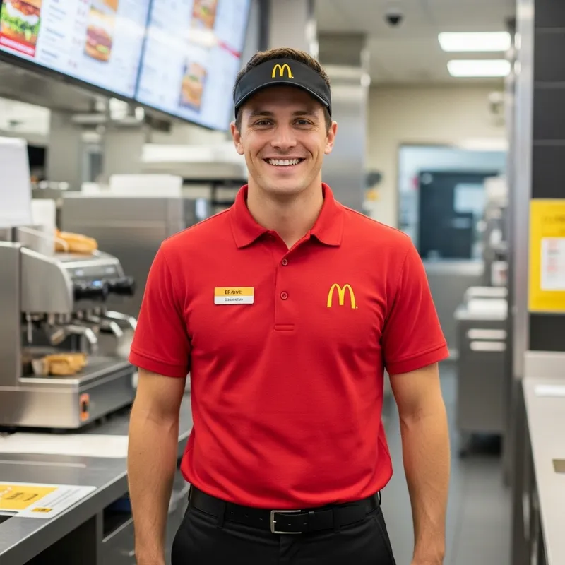 Happy McDonald's Worker Radiates Joy Happy McDonald's Worker Radiates Joy