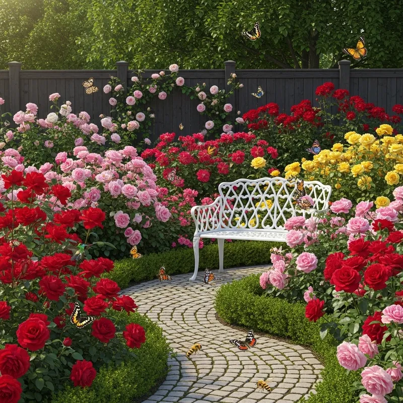 Sunny Rose Garden: Blooms in Every Hue