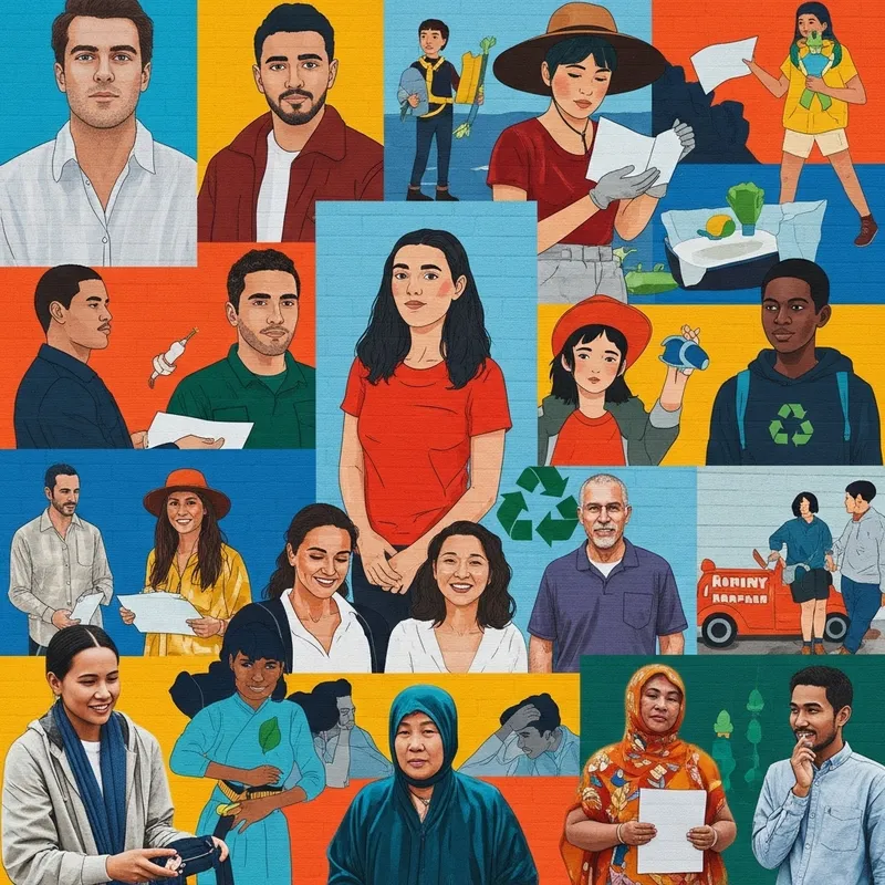 Vibrant Collage of Diverse People Embracing Sustainable Community Activities