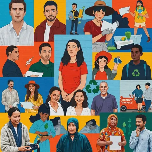 Vibrant Collage of Diverse People Engaging in Sustainable Activities