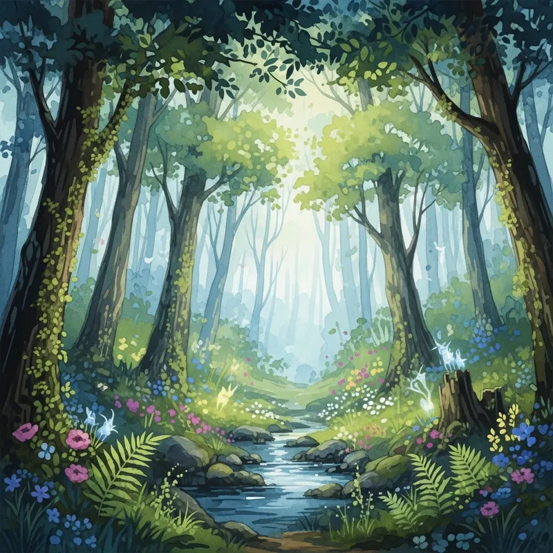 Enchanted Forest Watercolor Scene | Nature Artwork Enchanted Forest Watercolor Scene | Nature Artwork