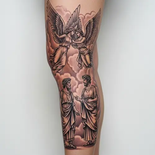 Winged Angels and Greek Gods - Celestial Leg Art