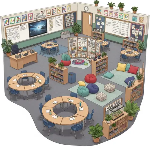 Engaging Elementary School Classroom Design | Bright Walls, Creative Seating