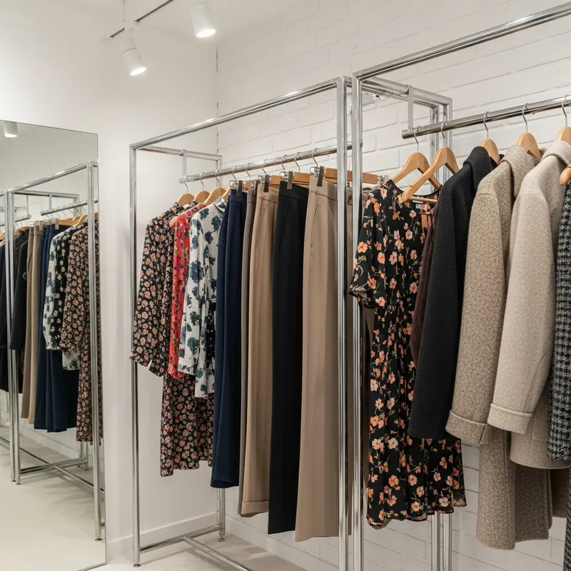 Modern Clothing Rack with Stylish Garments