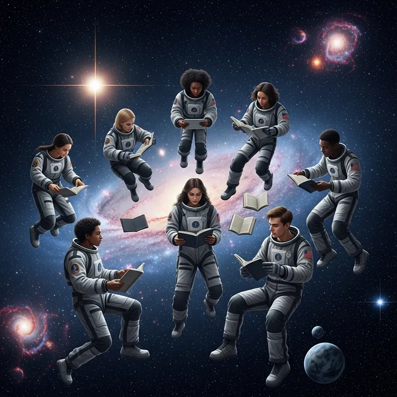 Students Studying in Futuristic Zero Gravity Session