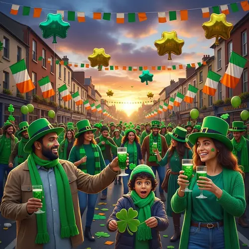 St. Patrick's Day Celebration on Decorated Street