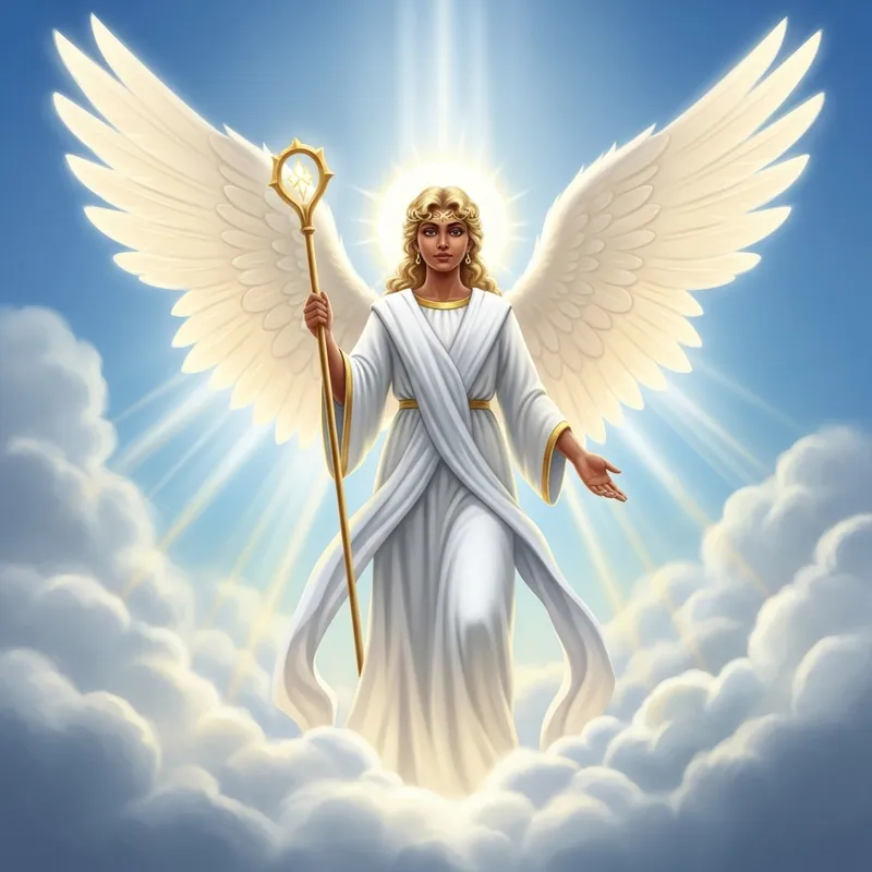 Celestial Angel in White, Radiating Power and Compassion