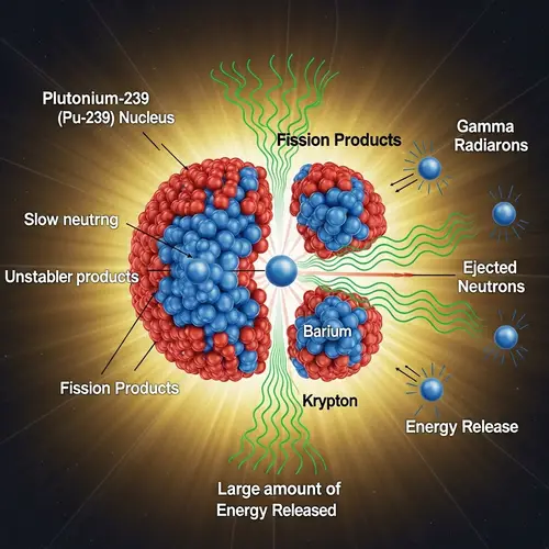 Plutonium-239 Atom Fission Process Explained