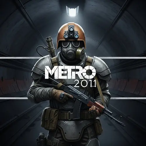 Metro 2033 Game Bot Banner: Ranger Character in Subway Tunnel