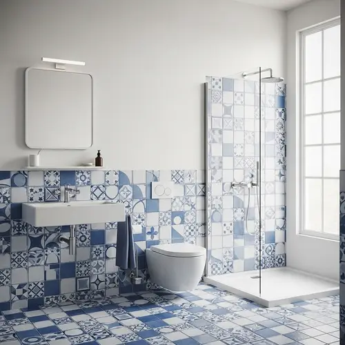 Minimalist Bathroom with Azulejo Tiles