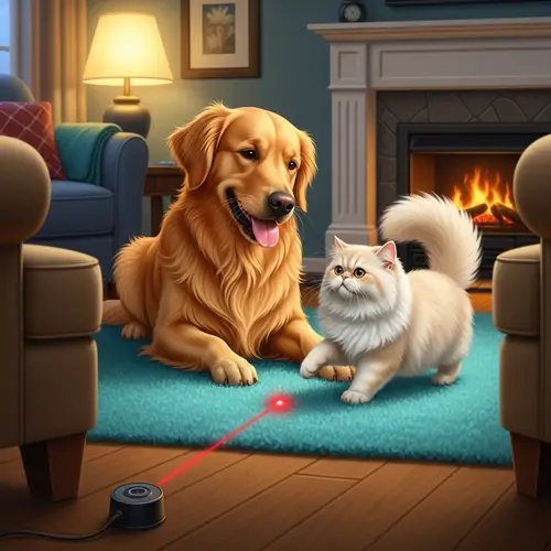 Friendly Interaction Between Golden Retriever and Persian Cat