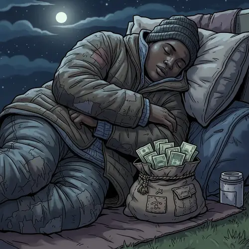 Young Nigerian Man Resting Under Chilly Night Skies