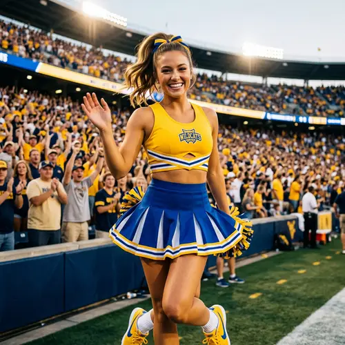 Cheerful Model in Stadium: Joy and Energy Captured