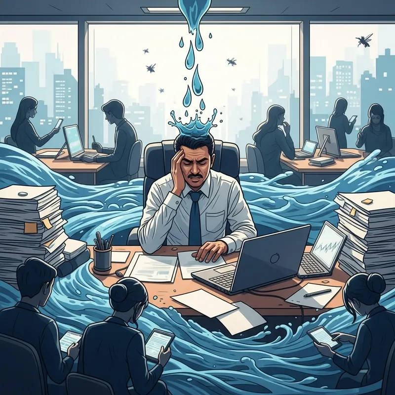 Director Overwhelmed in Busy Office: Stressed Amid Corporate Chaos