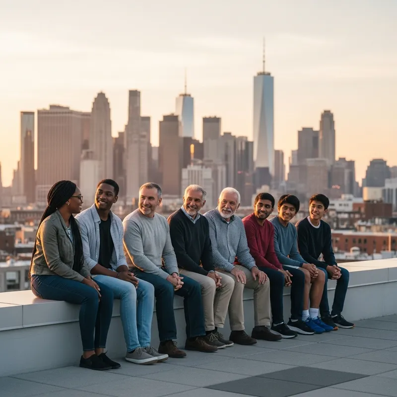 People Enjoying Sunset Together on Rooftop