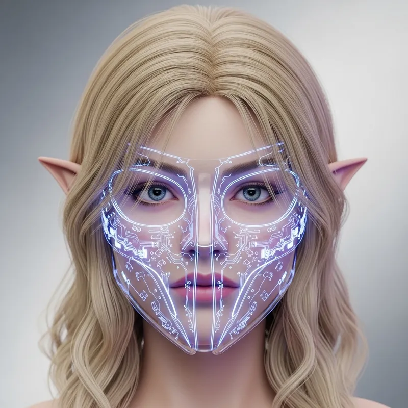Blonde Elf Girl 3D Model Cyberpunk Mask