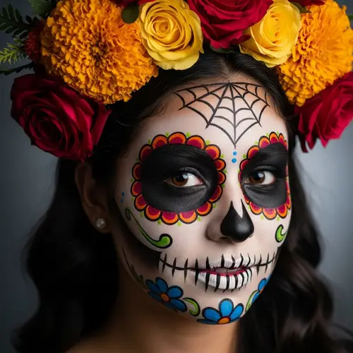 Vibrant Day of the Dead Makeup Portrait