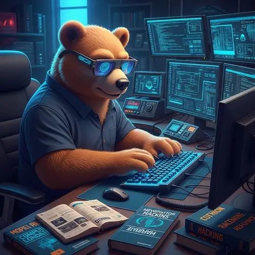 Tech-Savvy Hacker Bear | Cybersecurity Expert