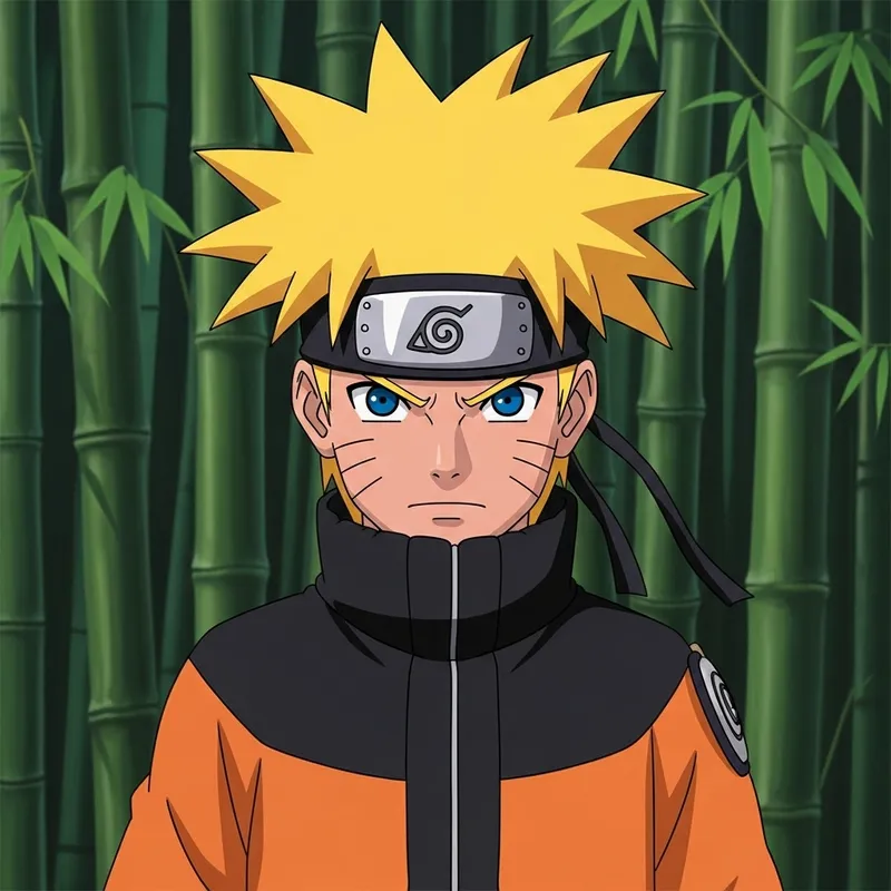 Naruto-Inspired Character in 1980s Cartoon Style