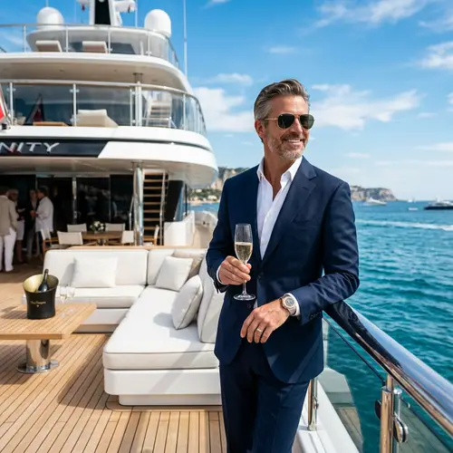 Luxury Lifestyle: Successful Man on a Yacht