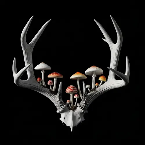 Deer Antlers with Enchanting Magic Mushrooms