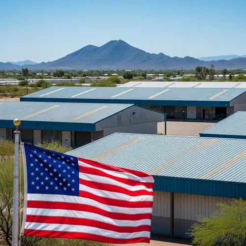 Metallic-Toned Warehouses in Arizona Mountains