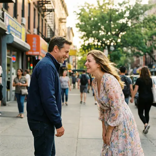 Candid Urban Moments: Joyful Conversations Captured