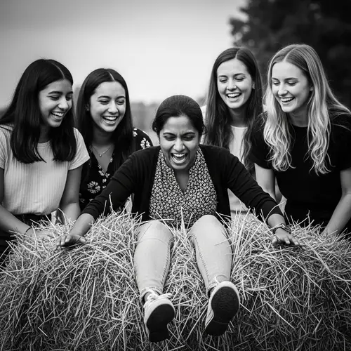 Humorous South Asian Woman Trips into Hay | Candid Street Photography